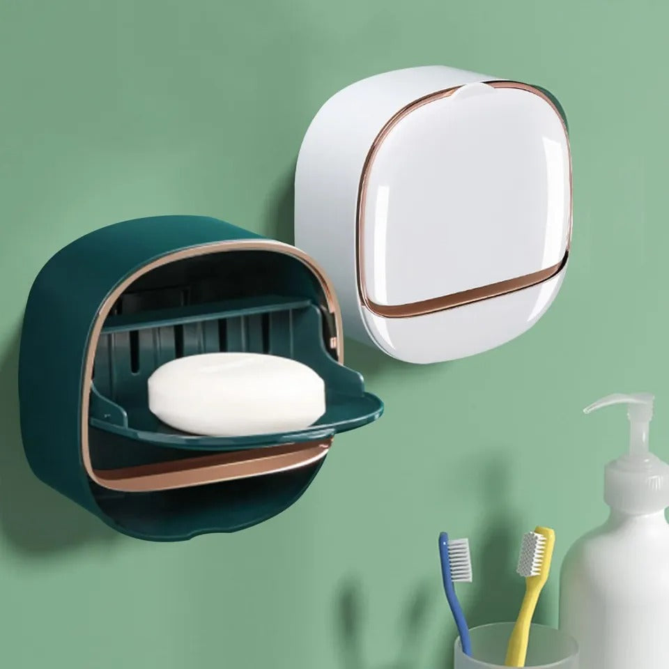 Wall Mounted Soap Holder with Drain Tray – Space-Saving Bathroom Organizer for Soap, Kitchen, and Wash Area