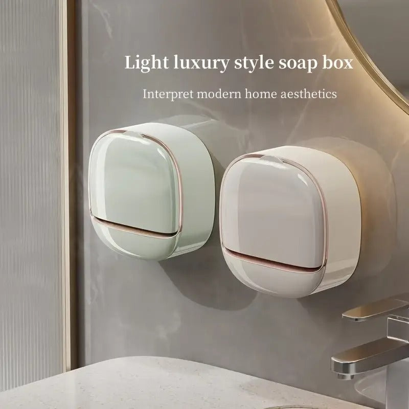Wall Mounted Soap Holder with Drain Tray – Space-Saving Bathroom Organizer for Soap, Kitchen, and Wash Area