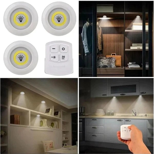 3 PCS Wireless Remote Control LED Lights – Easy Touch & Remote Operated Lights for Home, Kitchen & Bedroom