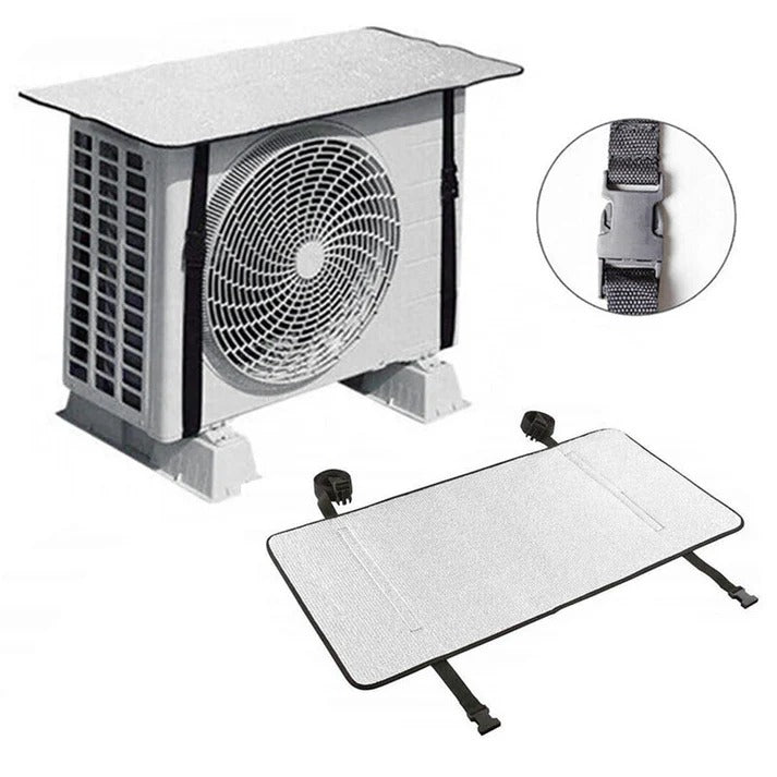 AC Outdoor Unit Protector Aluminium Cover With Adjustable Straps | Weatherproof Air Conditioner Outdoor Cover
