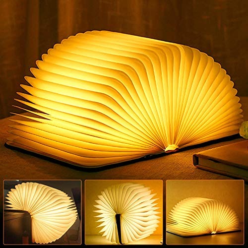LED Book Lamp Foldable Wooden Book Light USB Rechargeable Night Lamp Creative Decorative Table Lamp