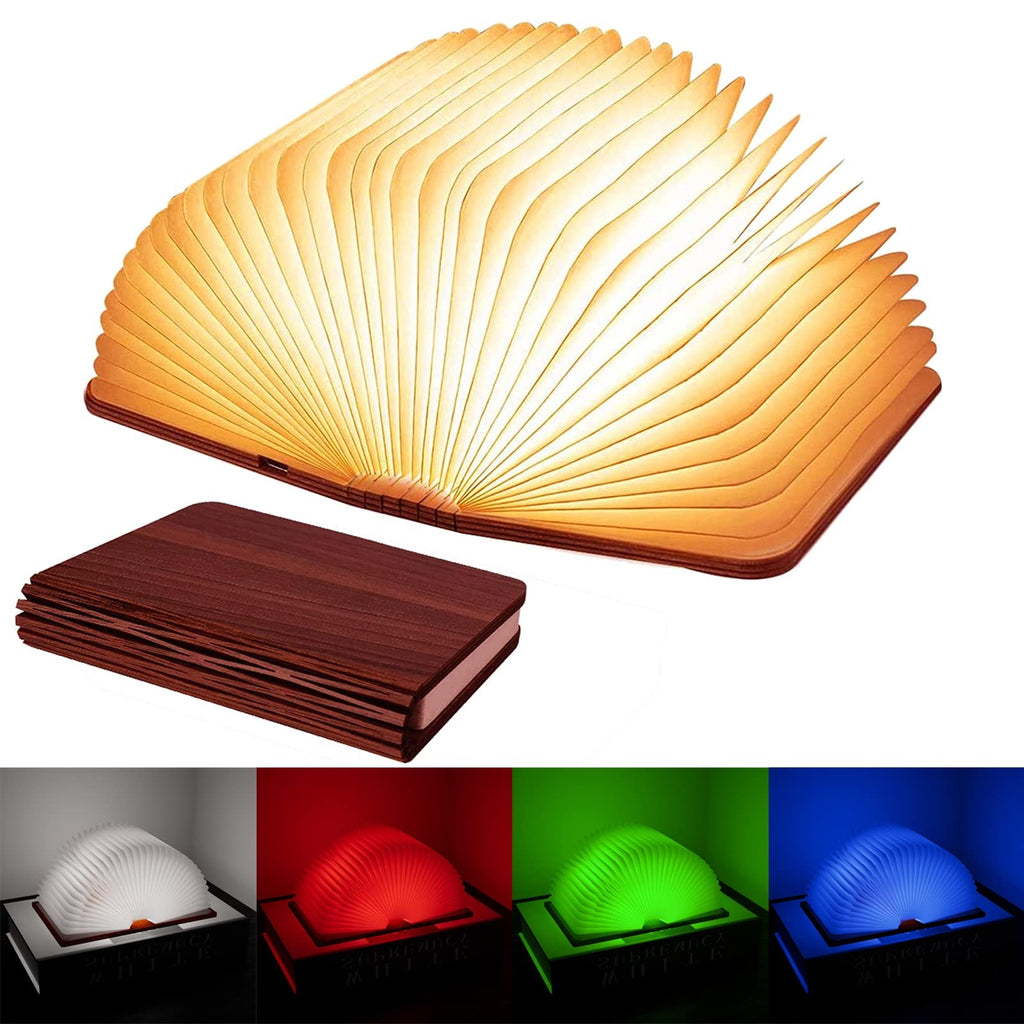 LED Book Lamp Foldable Wooden Book Light USB Rechargeable Night Lamp Creative Decorative Table Lamp