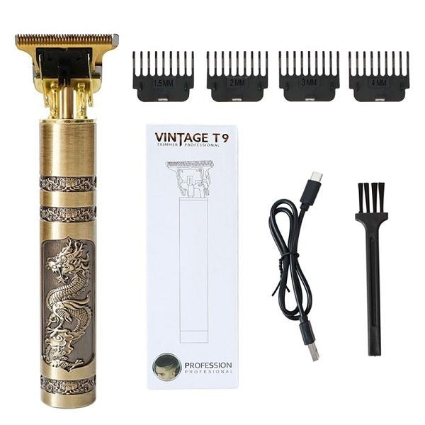 Vintage T9 Professional Hair Trimmer – Rechargeable Cordless Beard & Hair Clipper