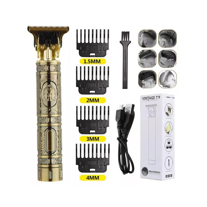 Vintage T9 Professional Hair Trimmer – Rechargeable Cordless Beard & Hair Clipper