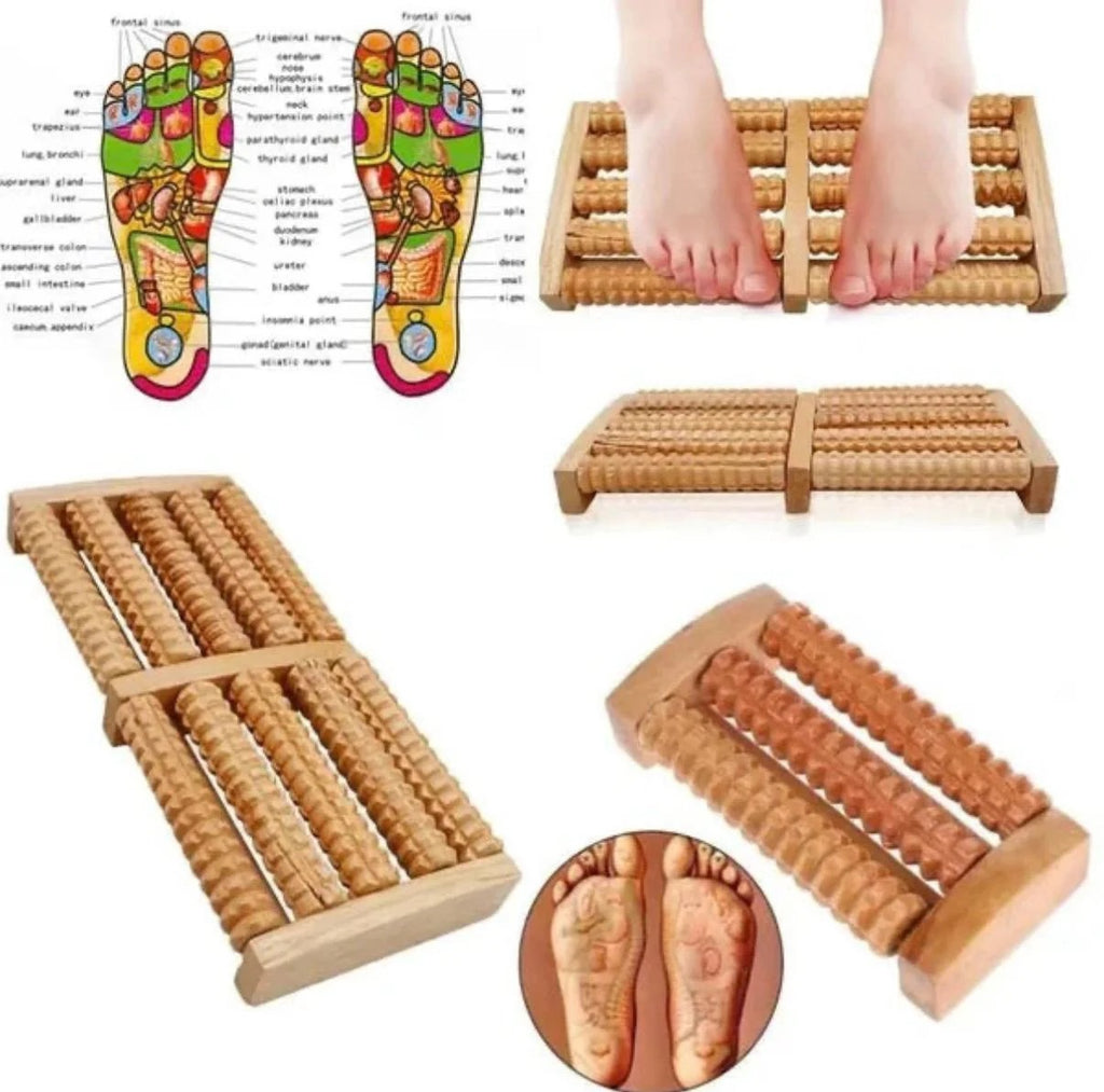 Wooden Foot Massager Roller | Natural Relaxation Massage Tool for Feet | Manual Acupressure Foot Roller for Home & Office