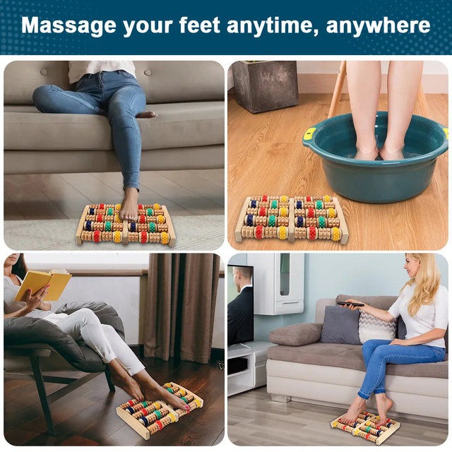 Wooden Foot Massager Roller | Natural Relaxation Massage Tool for Feet | Manual Acupressure Foot Roller for Home & Office