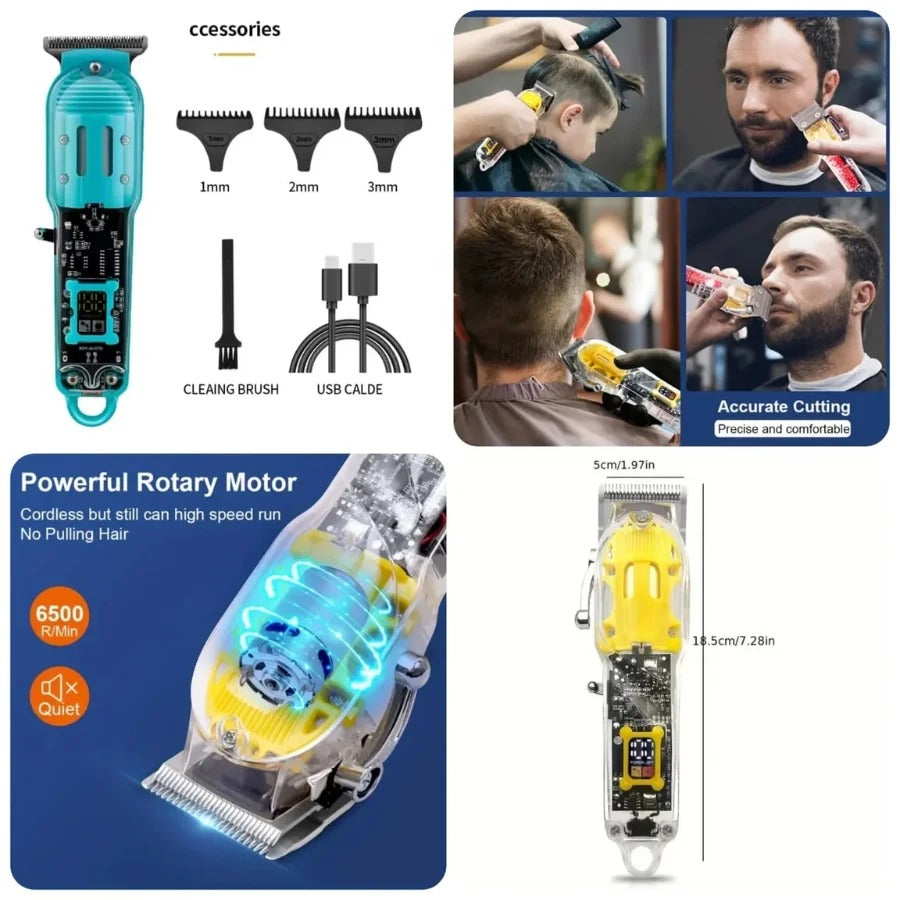 Daling Transparent Professional Hair Trimmer Rechargeable Cordless Barber Machine For Men