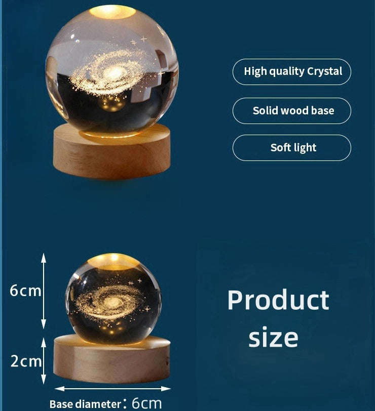 3D Glowing Crystal Ball Night Light
