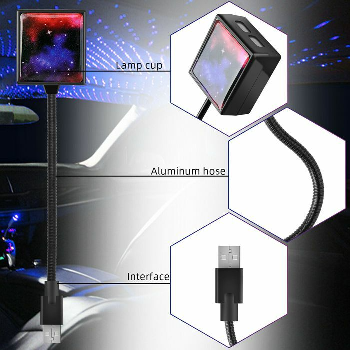 USB Car Roof Star Projector Light Galaxy Night Sky Lamp