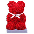 Red Rose Teddy Bear Handcrafted Eternal Flower Bear with Ribbon
