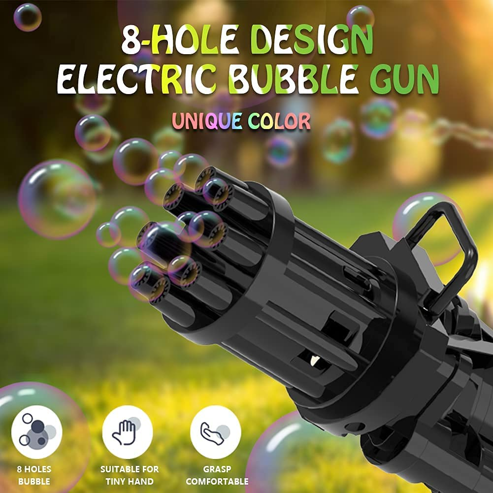 8-Hole Gatling Bubble Gun Machine Automatic Electric Bubble Blaster