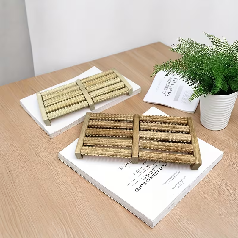 Wooden Foot Massager Roller Acupressure Reflexology Tool