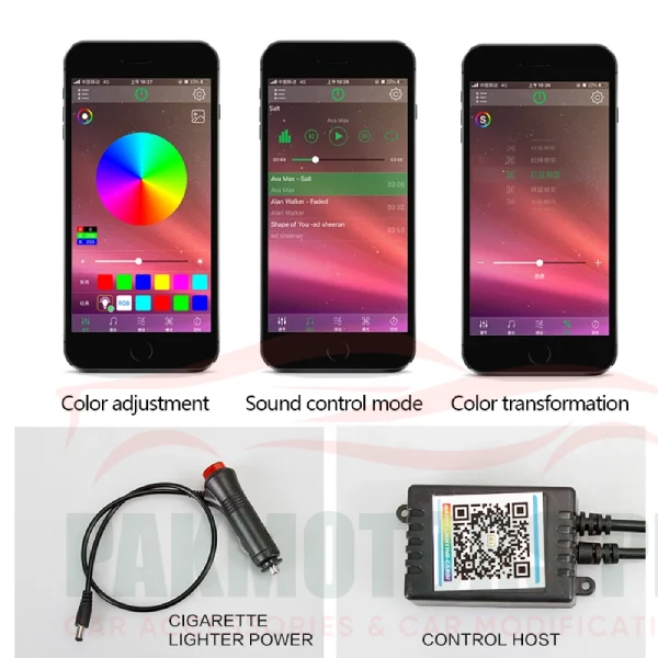 Car Interior Ambient Light Kit App & Remote Control